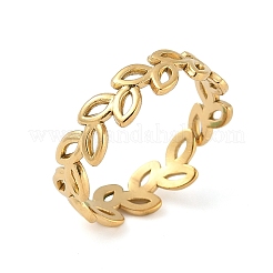 女性用304ステンレススチール指輪  葉  18KGP本金メッキ  5mm  内径：17mm&nbsp;RJEW-U060-02G