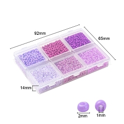4500個6スタイル12/0ガラスシードビーズ  ベーキングペイント＆セリオン  丸穴ビーズ  パープル  1.5~2mm  穴：0.5~1mm  750個/スタイル&nbsp;SEED-YW0001-27F