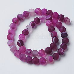 Natural Grade A Striped Agate/Banded Agate Beads Strands&nbsp;G-E478-01-8mm