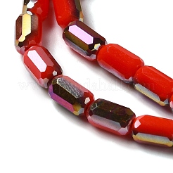 電気メッキガラスビーズセット  多面カット  ABカラー  コラム  レッド  3x5mm  穴：1mm  約79個/連  16.5インチ（42cm）&nbsp;EGLA-D031-01-26