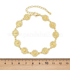 Virgin Mary Theme Brass Micro Pave Clear Cubic Zirconia Link Chain Bracelets for Women&nbsp;BJEW-A090-08B-G