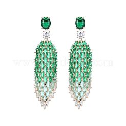Teardrop Brass Micro Pave Cubic Zirconia Dangle Stud Earrings&nbsp;FS-WGA1B1E-02