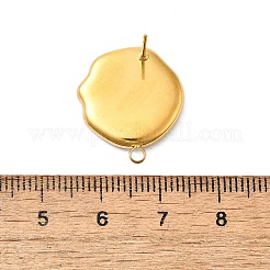304 ステンレススチール パヴェ ナチュラル パウア シェル スタッド イヤリング 金具  フラットラウンド  イオンプレーティング（ip）  18KGP本金メッキ  21x18mm  穴：1.6mm  ピン：1mm&nbsp;X-STAS-Z125-03G