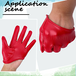 1 Pair PU Leather Half Palm Gloves&nbsp;AJEW-CL0001-40B