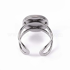 変色しない201ステンレススチールカフパッドリングセッティング  レーザー切断  ステンレス鋼色  トレイ：12mm  usサイズ7 1/4(17.5)~usサイズ8(18mm)&nbsp;X-STAS-S080-040B-P