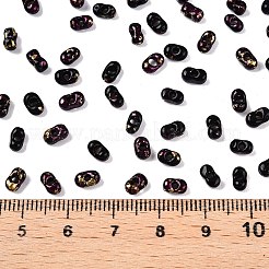 ピカソのスプレー塗装ガラスシードビーズ  ピーナッツ  ブラック  6x4x3mm  穴：1.2mm  約4000個/ポンド&nbsp;SEED-T006-04-39