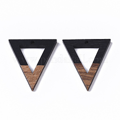 樹脂＆ウォールナットウッドペンダント  三角形  ブラック  27.5x24x3.5mm  穴：1.8mm&nbsp;RESI-S358-56D-A