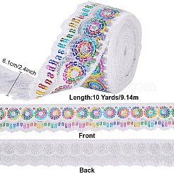 Polyester Rainbow Paillette Lace Ribbon&nbsp;DIY-WH0632-66B