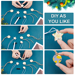 DIYアクセサリーキット  41個入り3スタイルスター＆フラットラウンド木製hangtagオーナメント＆プラスチック消去可能ペン  ミックスカラー  41個/袋&nbsp;DIY-NB0006-19