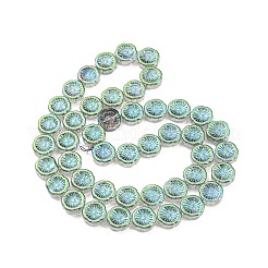 半メッキ電気メッキガラス透明ビーズ連売り  花  ミディアムアクアマリン  14x14.5x5.5mm  穴：1.2mm  約45個/連  25.83インチ（65.6cm）&nbsp;EGLA-G037-10A-HP01