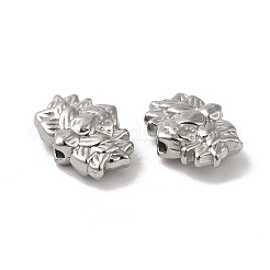 変色しない304ステンレススチールビーズ  花  ステンレス鋼色  8x12x4mm  穴：1.4mm&nbsp;STAS-I203-21P