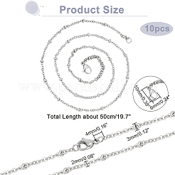 10Pcs 304 Stainless Steel Satellite Chain Necklaces Set for Men Women&nbsp;NJEW-NB0001-13