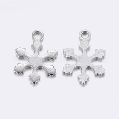 変色しにくい304ステンレススチールチャーム  スノーフレーク  ステンレス鋼色  12x9x0.8mm  穴：1.2mm&nbsp;STAS-F159-36P