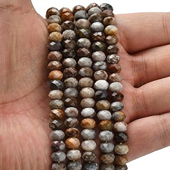 天然ゴビ瑪瑙ビーズ連売り  多面カット  ロンデル  8x5.5mm  穴：1.2mm  約69個/連  15.16''（38.5センチメートル）&nbsp;G-Z111-A55