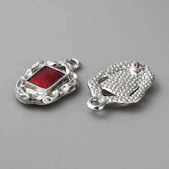 合金エナメルチャーム  プラチナ  長方形  20x12.5x2mm  穴：1.8mm&nbsp;FIND-TAC0001-81D