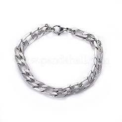 変色しにくい304ステンレススチール製ジュエリーセット  フィガロチェーンネックレス＆ブレスレット  ステンレス鋼色  ネックレス：23.6インチ（60cm）  ブレスレット：8-5/8インチ（22cm）&nbsp;SJEW-L138-04A-P