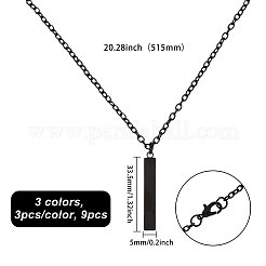 201 Stainless Steel/Brass Coated Iron Rectangle Pendant Necklace&nbsp;NJEW-CO0001-01