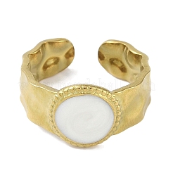 Ion Plating(IP) 304 Stainless Steel Enamel Flat Round Cuff Finger Rings&nbsp;RJEW-L107-061G-01