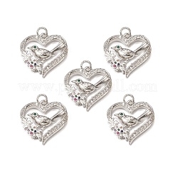 Brass Micro Pave Cubic Zirconia Bird Pendants&nbsp;KK-E068-VB009