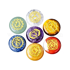 7Pcs Chakra Natural Tumbled Gemstone with Carved Rune Words&nbsp;PW-WG7BE04-01