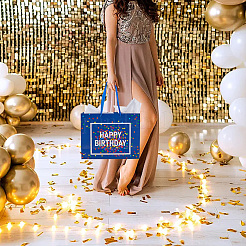 Happy Birthday Rectangle Paper Gift Tote Bags&nbsp;ABAG-WH20001-15B