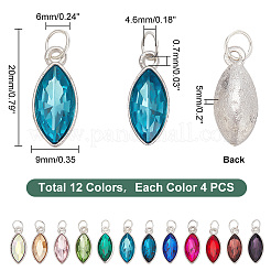 合金ガラスペンダント2セット  鉄製丸カン付き  プラチナ  馬の目  ミックスカラー  20x9x5mm  穴：4.6mm  24個/セット  48個/箱&nbsp;GLAA-PH0002-52