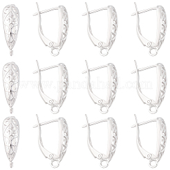 12Pcs Brass Hoop Earring Findings with Latch Back Closure&nbsp;KK-BBC0028-78P
