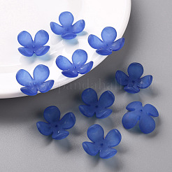 つや消しアクリルビーズキャップ  4花びら  花  藤紫色  27x27x11mm  穴：1.8mm  約276個/500g&nbsp;MACR-S371-06A-751