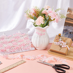 4.75~5 ヤードのポリエステル刺繍レーストリム  ジュエリー作りのための  花の形  服飾材料  厚紙ディスプレイカード1枚付き。  ピンク  6.5~47x1mm&nbsp;OCOR-FG0001-99A