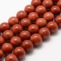 天然石レッドジャスパービーズ連売り  グレードA-  ラウンド  6mm  穴：1mm  約58~60個/連  14.9インチ（38cm）&nbsp;G-E375-6mm-03