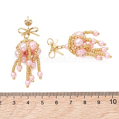 3 Pairs Handmade Glass Seed Beads Dangle Stud Earrings&nbsp;EJEW-MZ00708