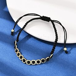 Square Brass Cotton Cord Adjustable Braided Bracelets&nbsp;BJEW-L568-05G
