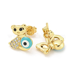 Evil Eye Real 18K Gold Plated Brass Stud Earrings&nbsp;EJEW-L269-087G-04