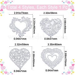 4Pcs 4 Styles Heart Carbon Steel Cutting Dies Stencils&nbsp;DIY-GF0007-80