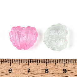 透明なアクリルビーズ  キラキラパウダーのハート  ミックスカラー  13.5x16.5x10mm  穴：2.1mm&nbsp;X-TACR-T029-27M