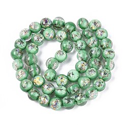 手作り箔ランプワークビーズ  ラウンド  アクアマリン  10mm  穴：1.2~4mm&nbsp;LAMP-T021-31E