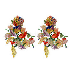 Flower Alloy Glass Seed Beaded Dangle Stud Earrings&nbsp;FS-WGF7797-01