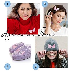 模造革布アイロン接着/パッチ縫い付け  マスクと衣装のアクセサリー  アップリケ  バックパック用  服  ウイング  ピンク  40x64x1mm&nbsp;DIY-WH0177-84D