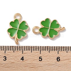 合金エナメルチャーム  クローバーチャーム  ライムグリーン  19x12x1.5mm  穴：2.2mm&nbsp;ENAM-O001-03D-G