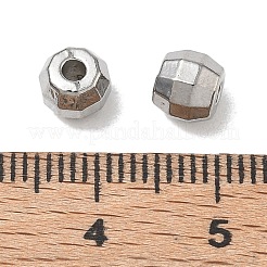 304ステンレススチールビーズ  多面カット  バレル  ステンレス鋼色  6x5mm  穴：1.9mm&nbsp;SA-CBA740F-33P