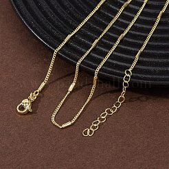1.5mmの真鍮製直方体ツイストチェーンネックレス  長持ちメッキ  ラックめっき  鉛フリー＆カドミウムフリー  18KGP本金メッキ  17.80インチ（45.2cm）&nbsp;NJEW-H086-03G