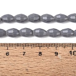 オペークソリッドカラーガラスビーズ連売り  ライス  多面カット  濃いグレー  8~9x5~6mm  穴：0.9~1mm  約67~68個/連  22.83~23.62インチ（58~60cm）&nbsp;LS-GLAA-N071-01A-C11