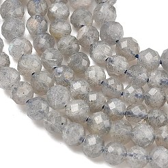 天然石ラブラドライトビーズ連売り  ファセット（32ファセット）  ラウンド  4mm  穴：0.9mm  約93個/連  15.16インチ（38.5cm）&nbsp;G-L642-F07-4mm