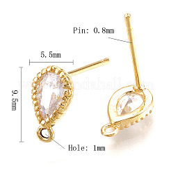 Brass Cubic Zirconia Stud Earring Findings&nbsp;KK-CJ0001-58