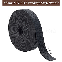 平らな模造革コード  ブラック  20mm  約4.37~5.47ヤード（4~5m）/バンドル&nbsp;OCOR-WH0086-69B-01
