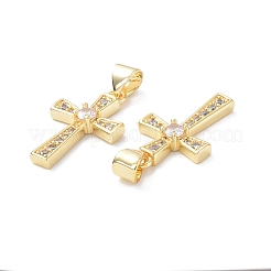 Eco-Friendly Rack Plating Brass Micro Pave Cubic Zirconia Pendants&nbsp;KK-F845-30G