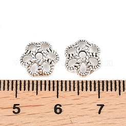 チベット風合金ビーズキャップ  花  アンティークシルバー  9x9.5x3.5mm  穴：1.6mm&nbsp;PALLOY-A024-10AS