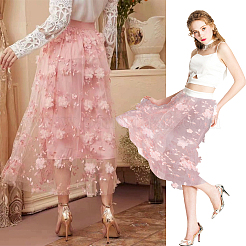 Flower Pattern Polyester Mesh Fabric&nbsp;DIY-WH0581-15