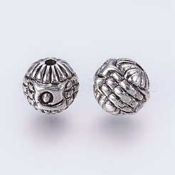 CCBプラスチックビーズ  花の丸  アンティークシルバー  11.5x12x12mm  穴：2mm&nbsp;CCB-G006-085AS