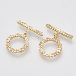 真鍮製マンテル  18KGP本金メッキ  葉模様の丸いリング  ニッケルフリー  長さ25mm  バー：21x5x2mm  穴：1.2mm  リング：18x16x2mm  穴：1.2mm  丸カン：5x3x1ミリ  丸カン：5x3x1ミリ&nbsp;KK-N216-43